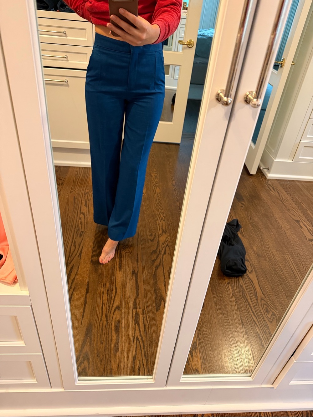 Tory Burch Teal Wide-Leg High-Rise Pants